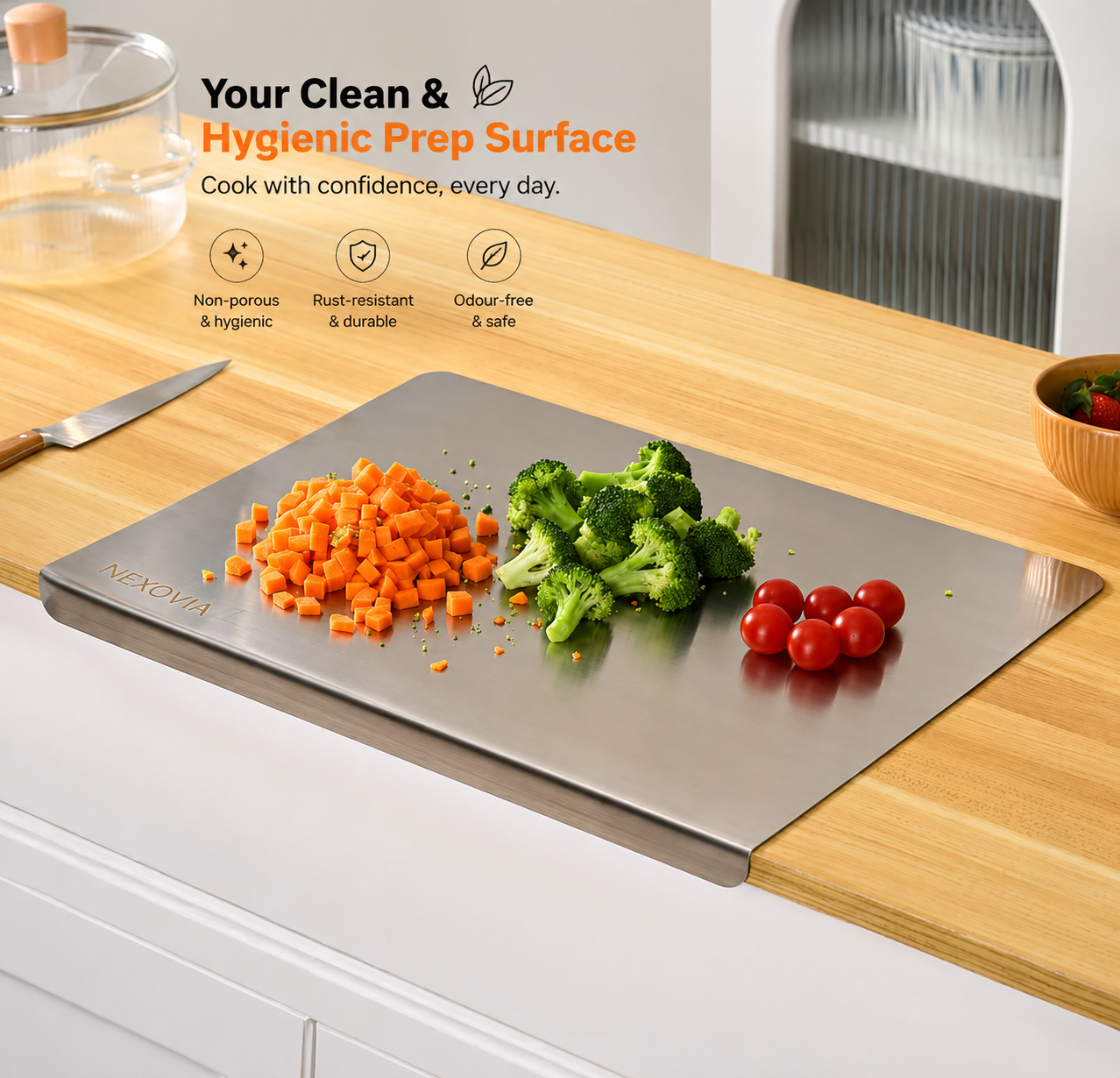 Stainless Steel Reversible Chopping Board