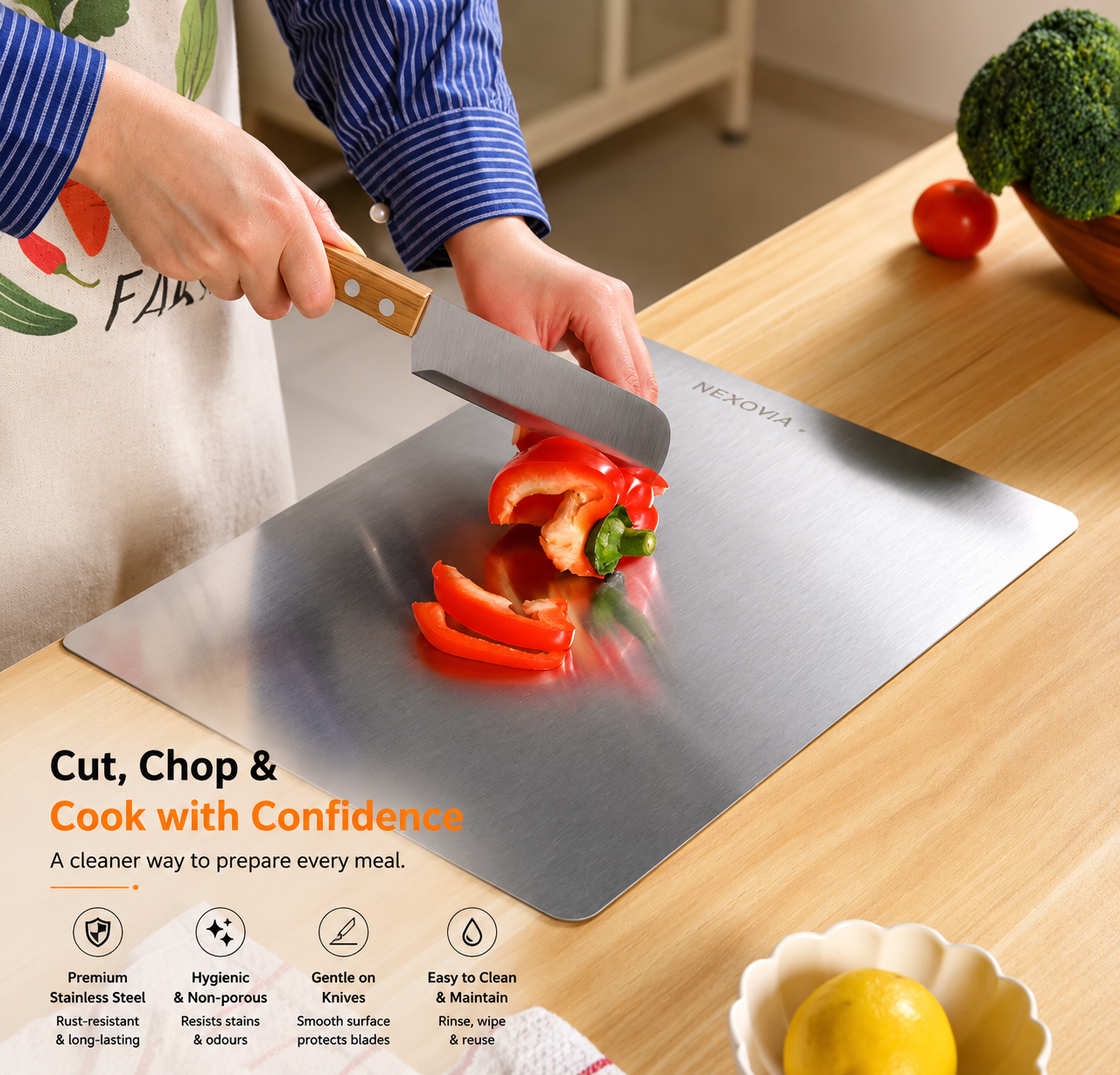 Stainless Steel Reversible Chopping Board